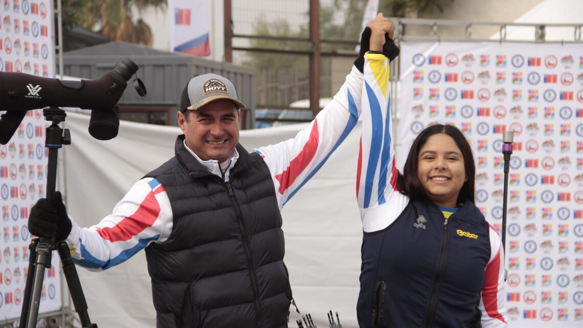 An archer celebrates