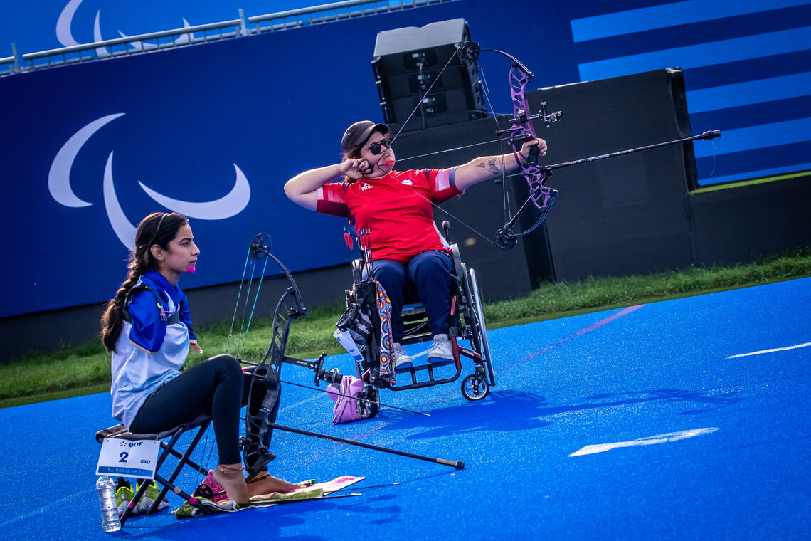 Mariana Zuñiga and Sheetal Devi at Paris 2024 Paralympic Games.
