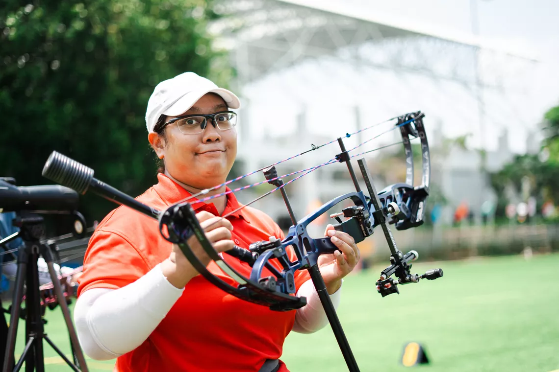 Nur Syahidah Alim at the Bangkok 2026 Hyundai World Archery Para Series.