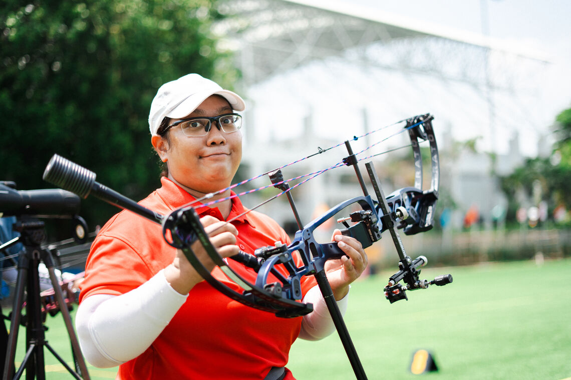 Nur Syahidah Alim at the Bangkok 2026 Hyundai World Archery Para Series.