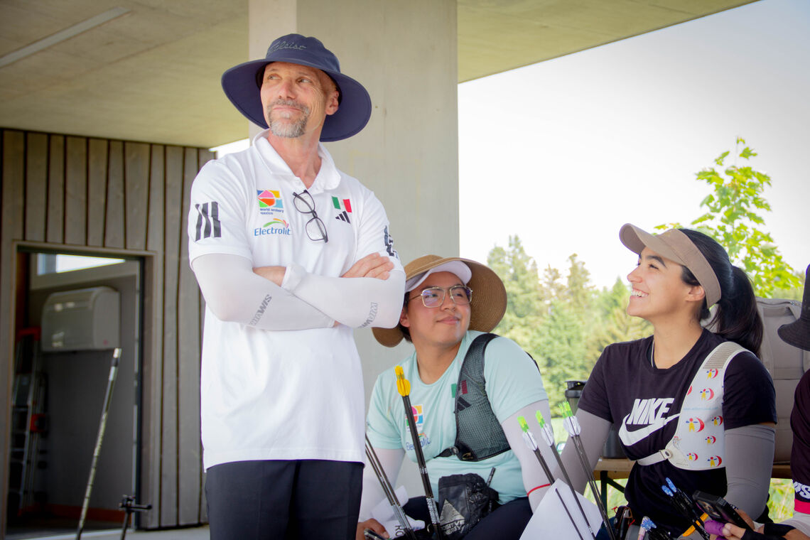 Marc Dellenbach leading Mexican team at training camp in World Archery Excellence Centre in Lausanne.