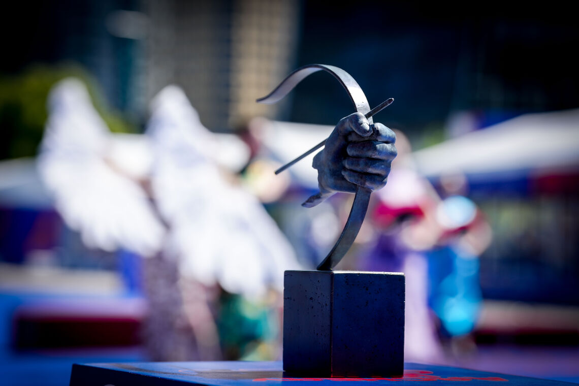 The Hyundai Archery World Cup trophy on show.