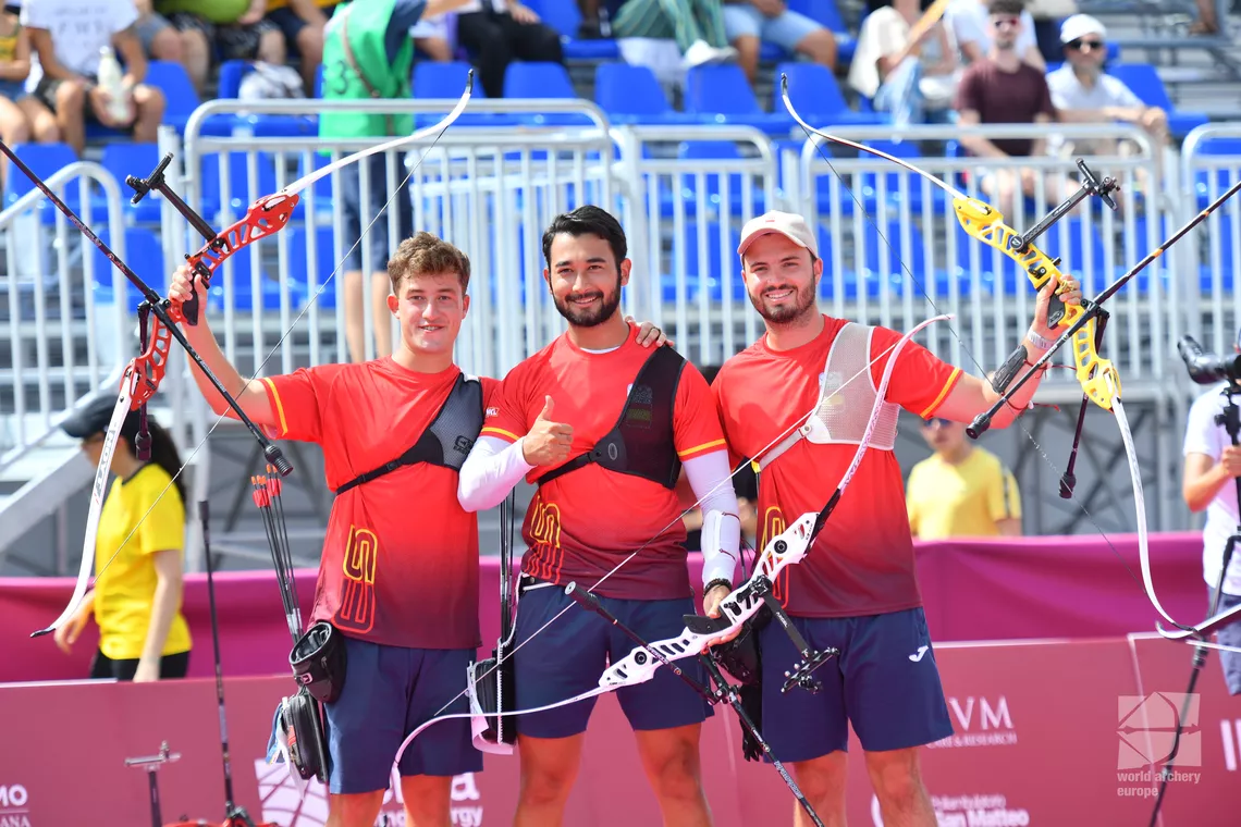 Athletes celebrate after a winning shot