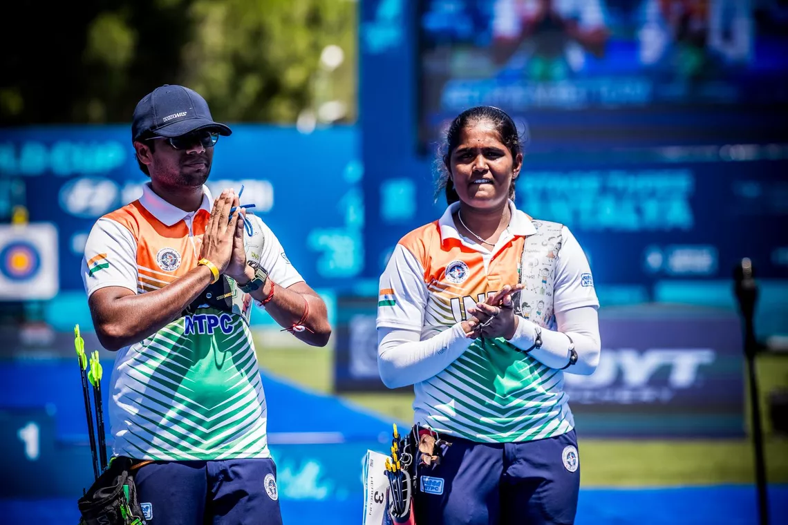 Athletes celebrate after a winning shot