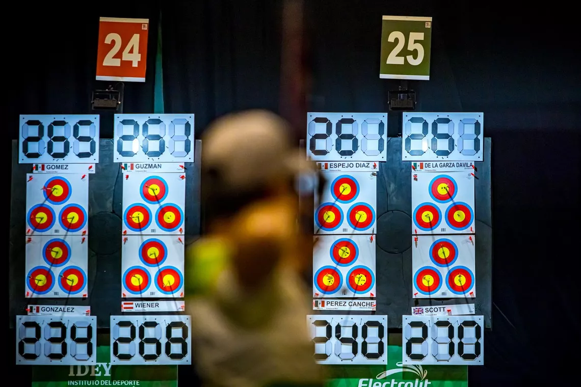Indoor targets at Merida 2026 Indoor World Series 500 stage.