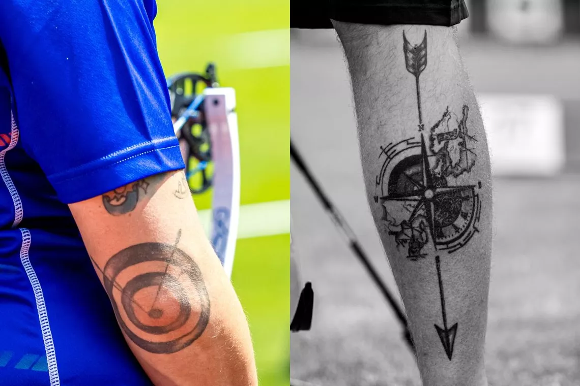 Some archers have their sport marked on their skin.