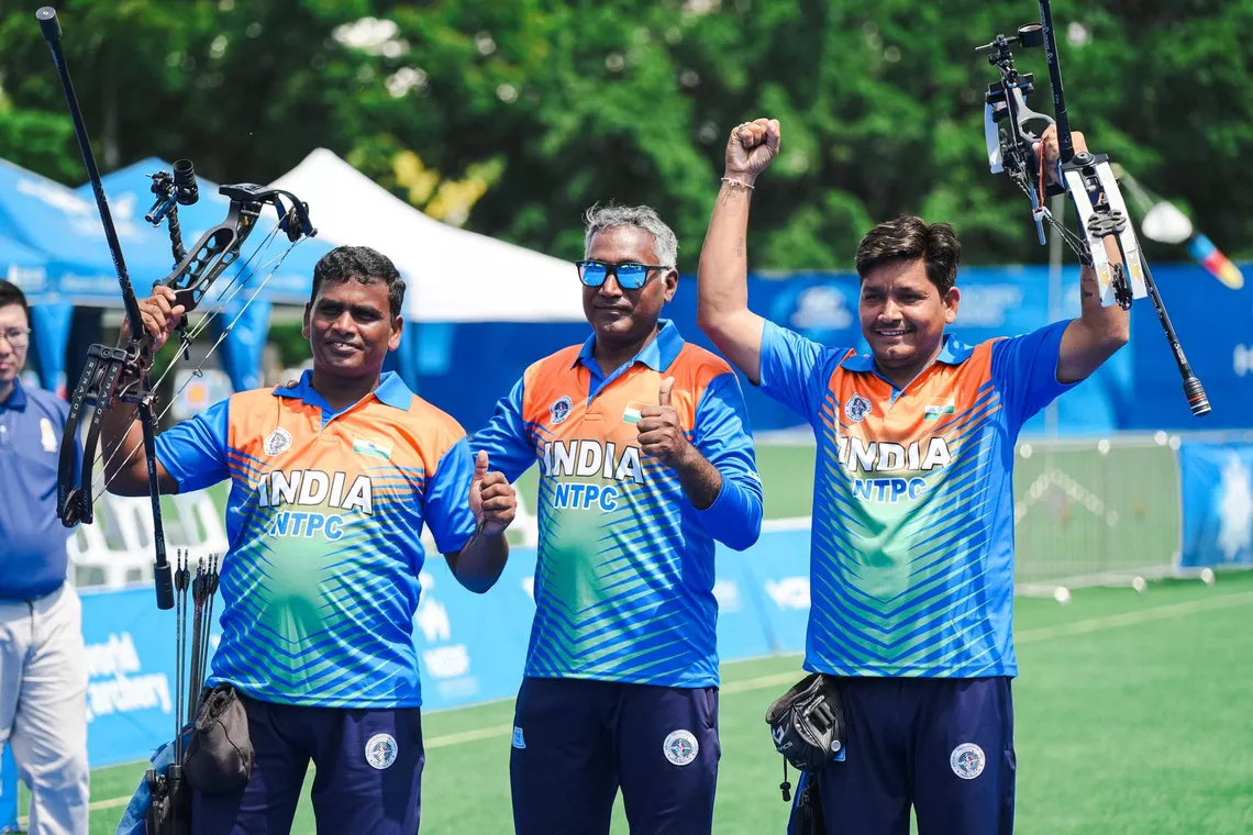 Athletes celebrate after a winning shot