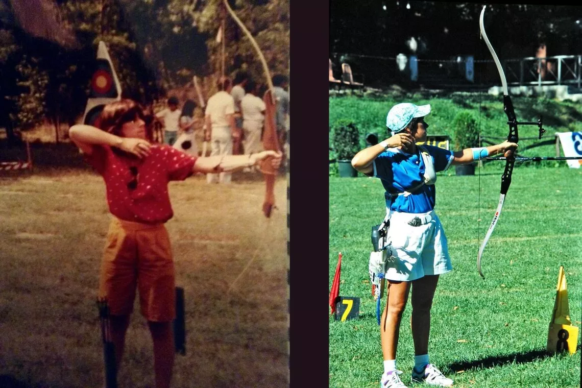 Antonella Ballarin aiming at outdoor competitions. 