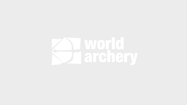 World Archery logo white on grey.