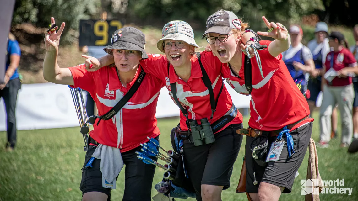 Denmark celebrates winning women’s team gold in Terni.