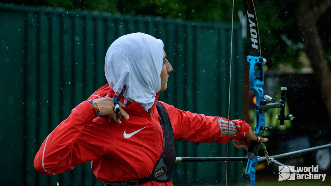 Kuki Anwar shoots at the 2022 African Championships.