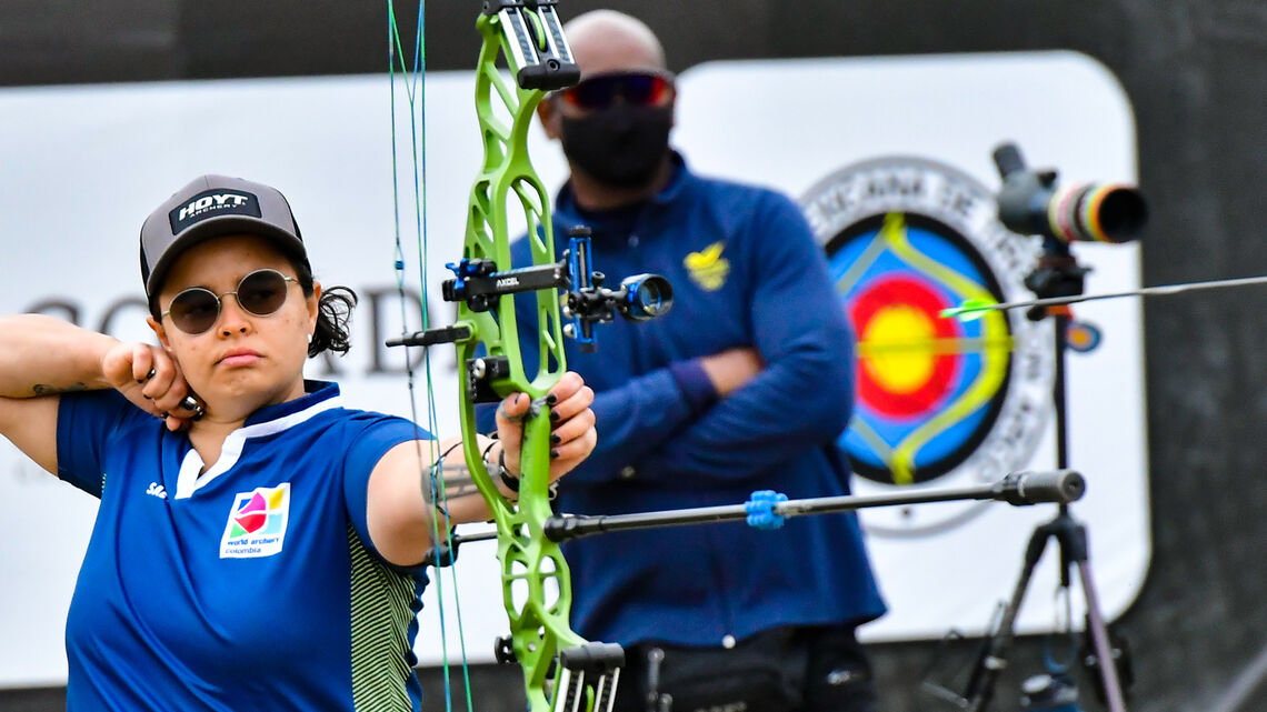 Nora Valdez shoots during the Pan American Championships in 2021.