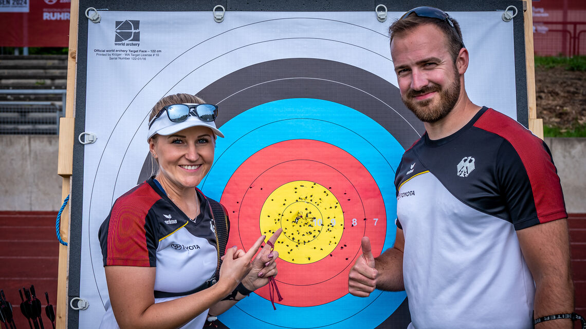 Germany’s mixed team of Katharina Bauer and Florian Unruh.