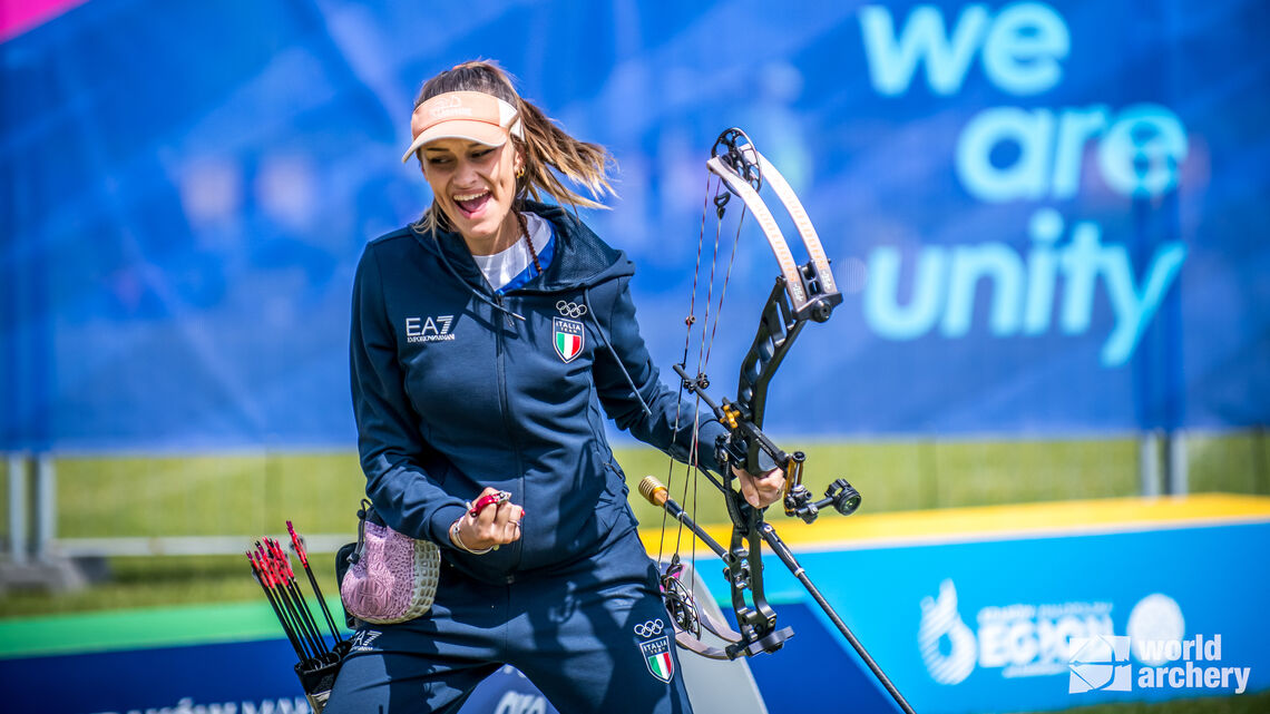 Elisa Roner celebrates winning the 2023 European Games in Krakow.