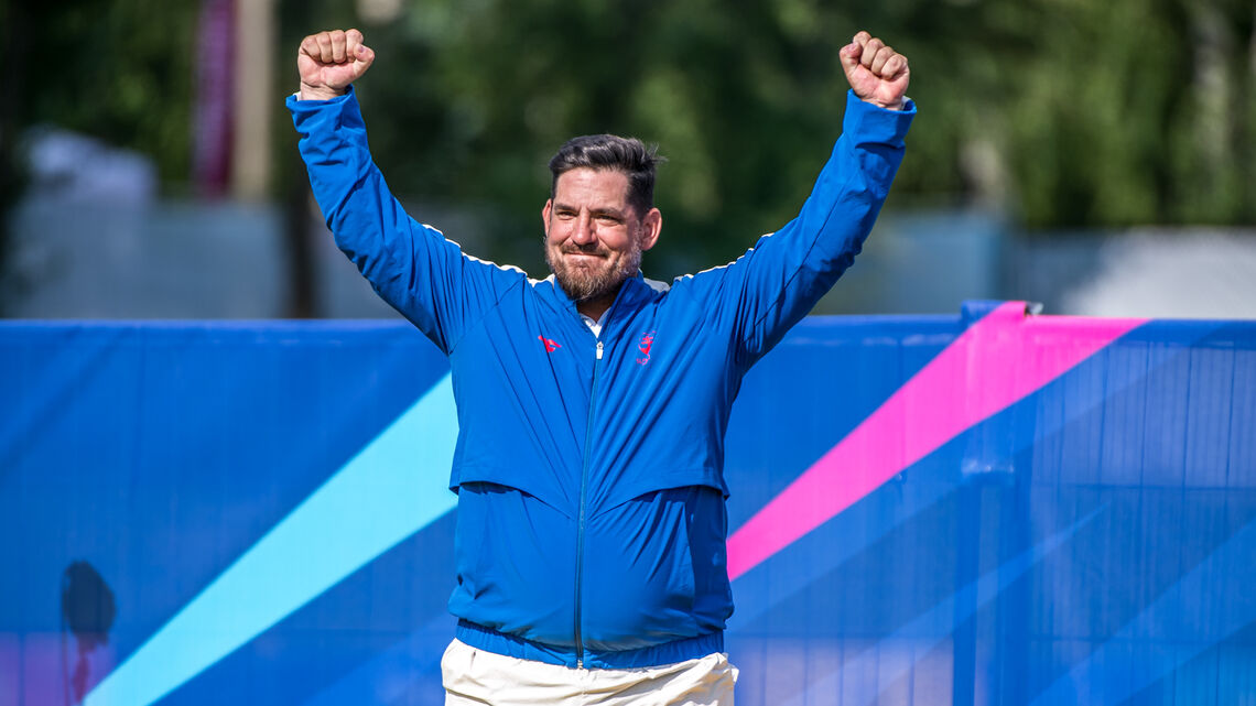 Jozef Bosansky celebrates European Games title.