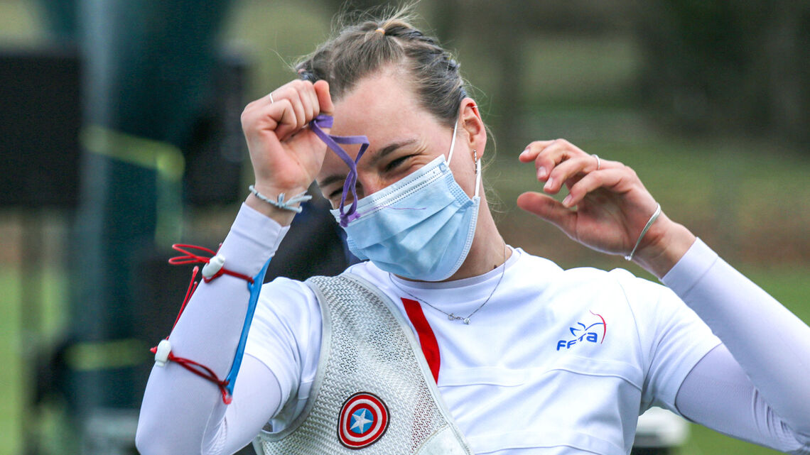 Lisa Barbelin celebrates winning the European Grand Prix in Porec in 2021.