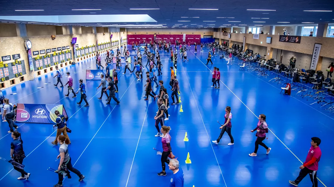Amateur and elite archers shoot alongside in the Indoor Archery World Series.