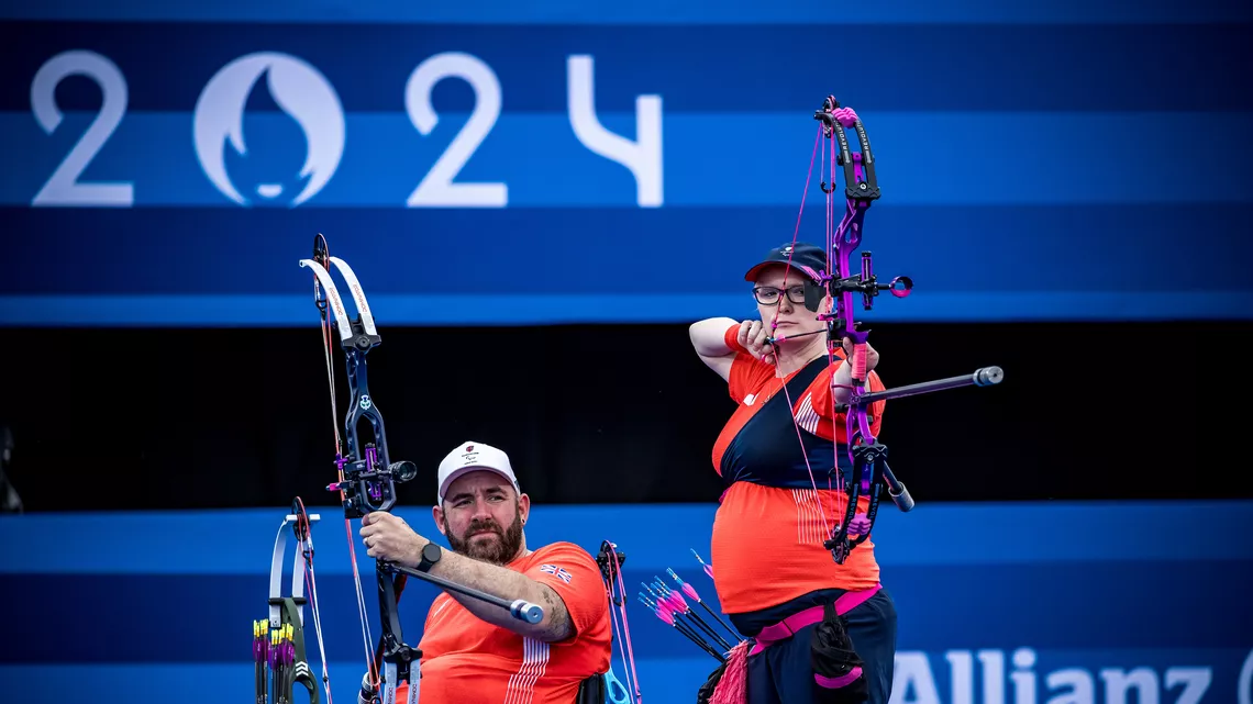 Nathan MacQueen and Jodie Grinham won mixed team gold in Paris 2024.