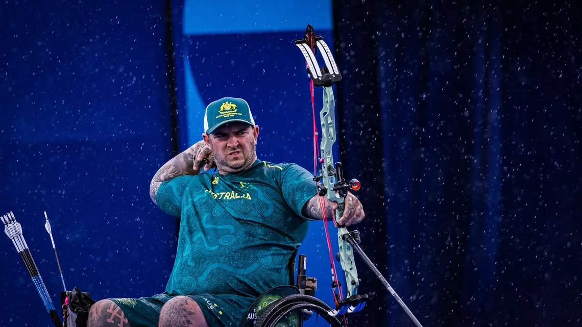 Patrick French shooting in Paris 2024 Paralympic Games.