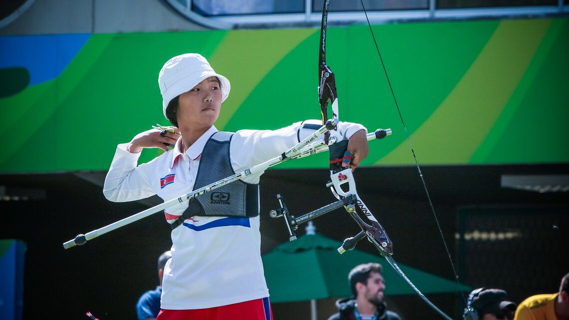 Kang Un-ju shoots during the Olympic Games in 2016.