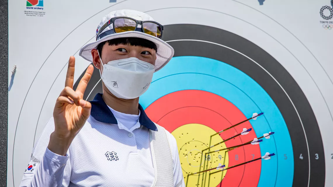 An San celebrates top seed at the Tokyo 2020 Olympic Games.