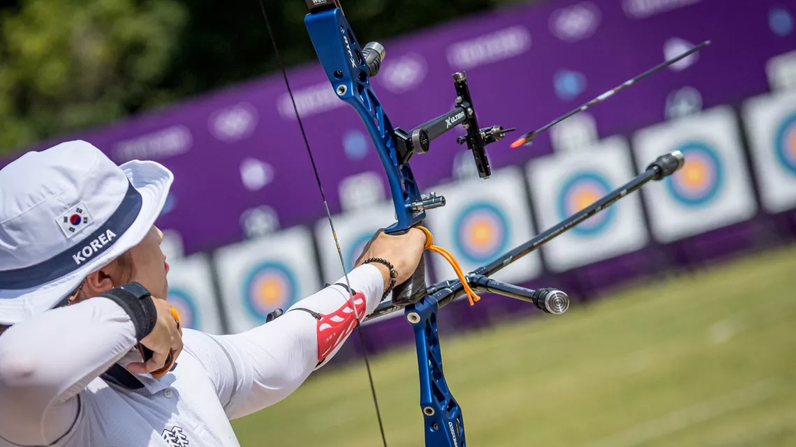 Jang Minhee shoots during the Tokyo 2020 Olympic Games.