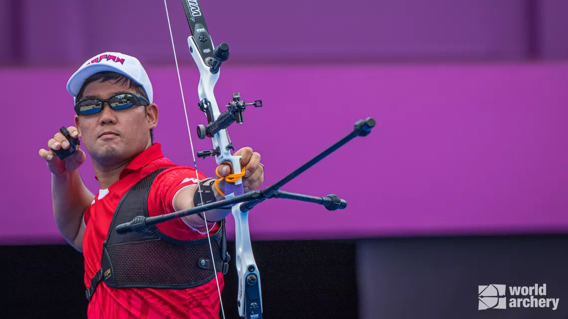Furukawa Takaharu shoots at the Tokyo 2020 Olympic Games.