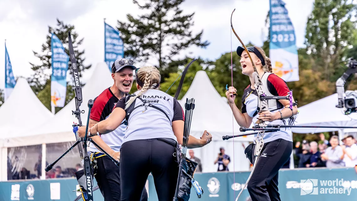 Germany celebrates at the world championships.