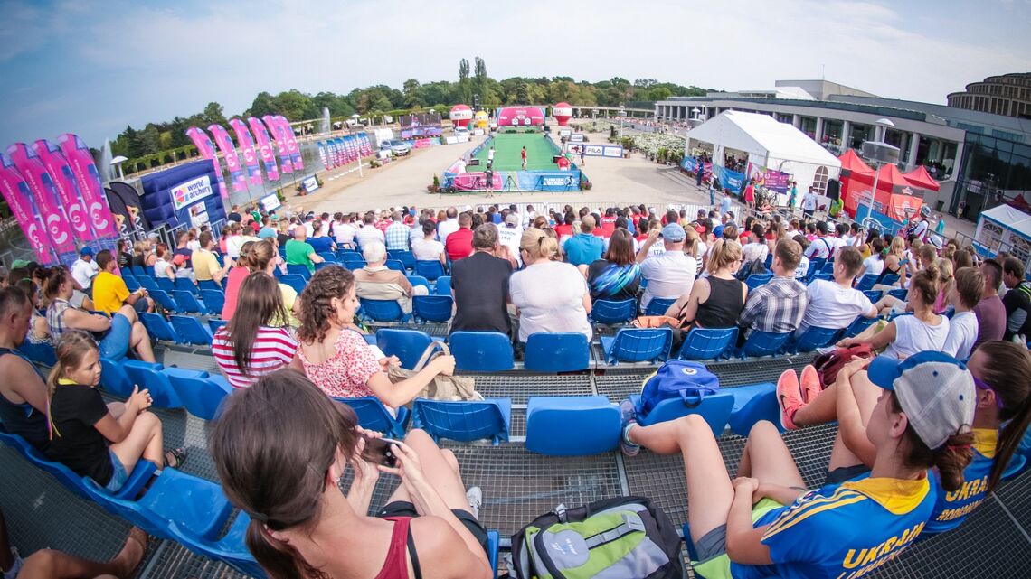The finals arena at the Hyundai Archery World Cup stage in Wroclaw in 2015.
