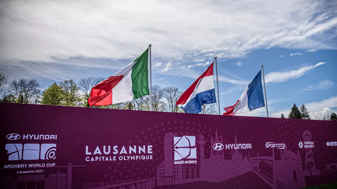 Branding at the second stage of the Hyundai Archery World Cup in 2021.