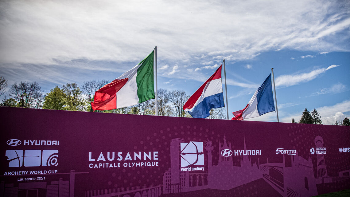 Branding at the second stage of the Hyundai Archery World Cup in 2021.