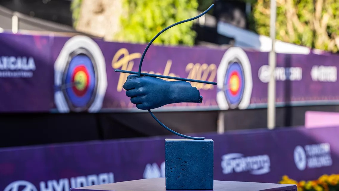 The Hyundai Archery World Cup trophy.