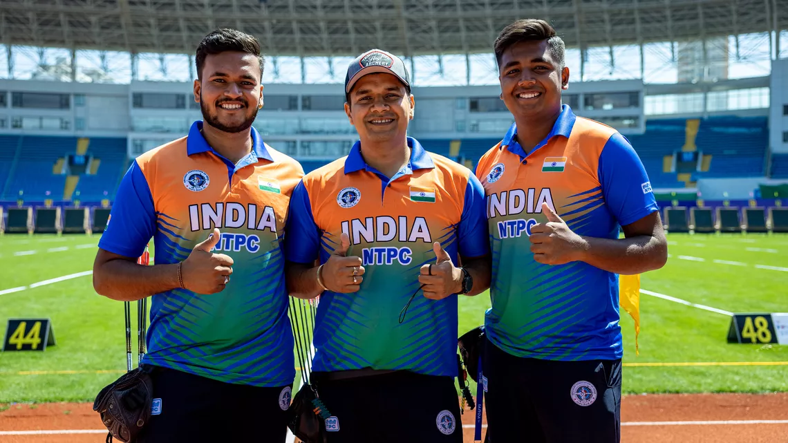 The Indian compound men’s team at Shanghai 2024.