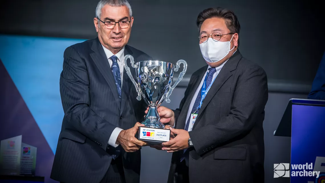 Dohyun Lee accepts award at congress in 2021.