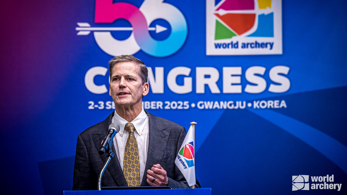 Greg Easton at the 56th World Archery Congress.