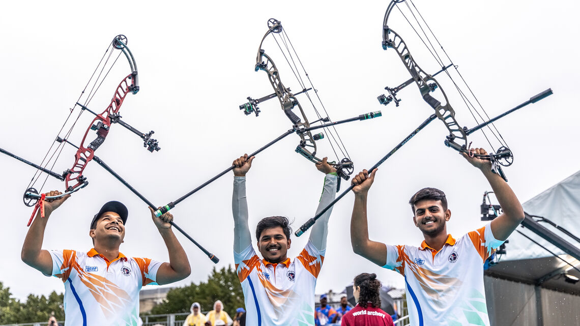India’s victorious compound men’s team.