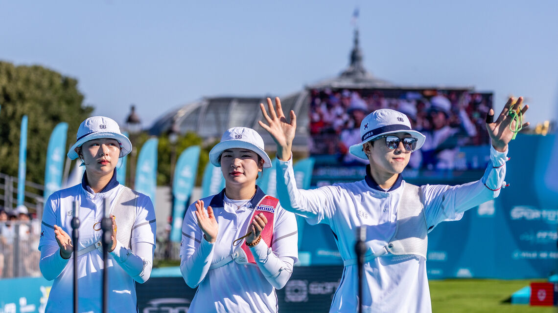 Korea earned all three recurve team golds in Paris.