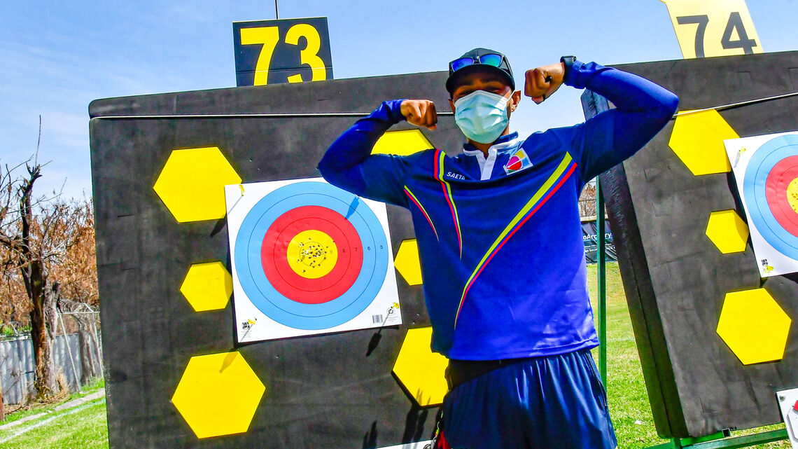 Juan Fernando Bonilla strikes a pose after qualifying top at the 2021 Pan American Championships in Monterrey, Mexico.