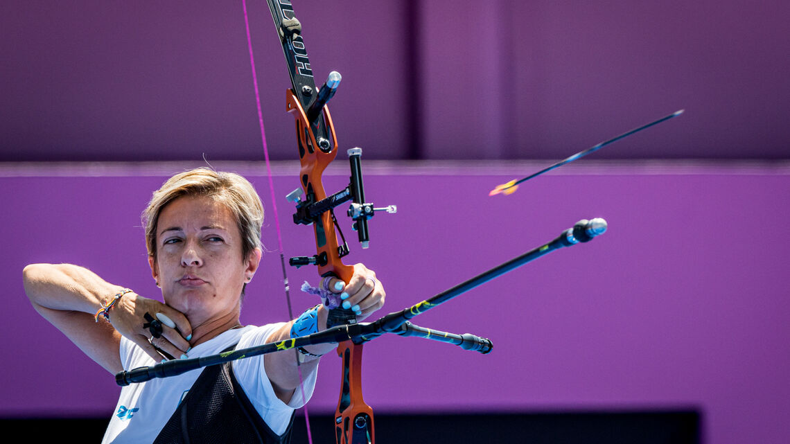 Evangelia Psarra in action at Tokyo 2020, her sixth Olympic Games.