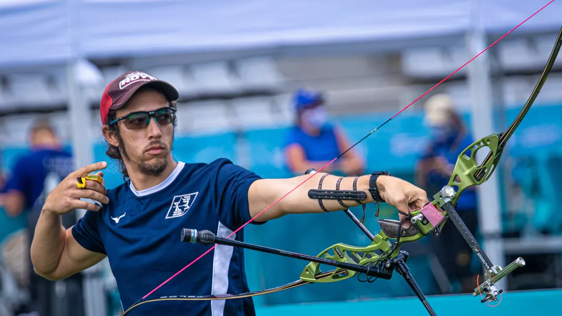 Itay Shanny shoots at the final Olympic qualifier in Paris. 