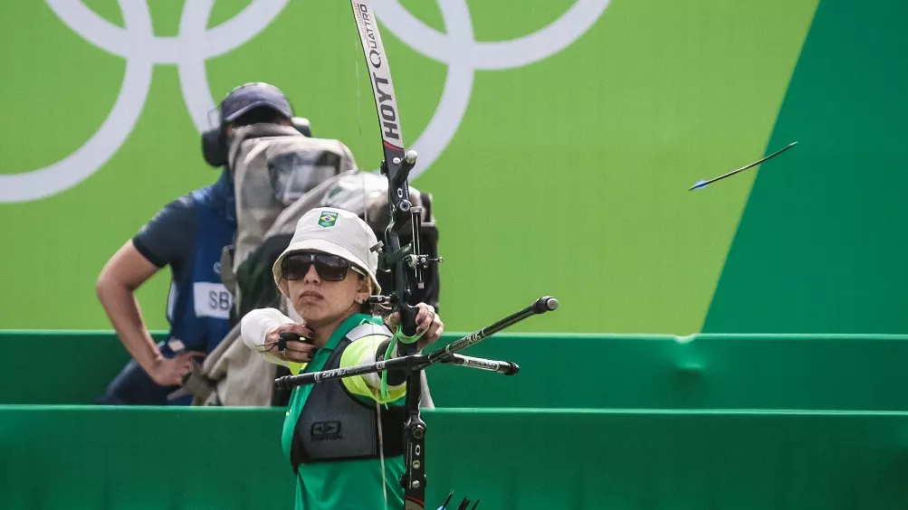 Marina Canetta Gobbi shooting at the Rio 2016 Olympic Games on home soil.