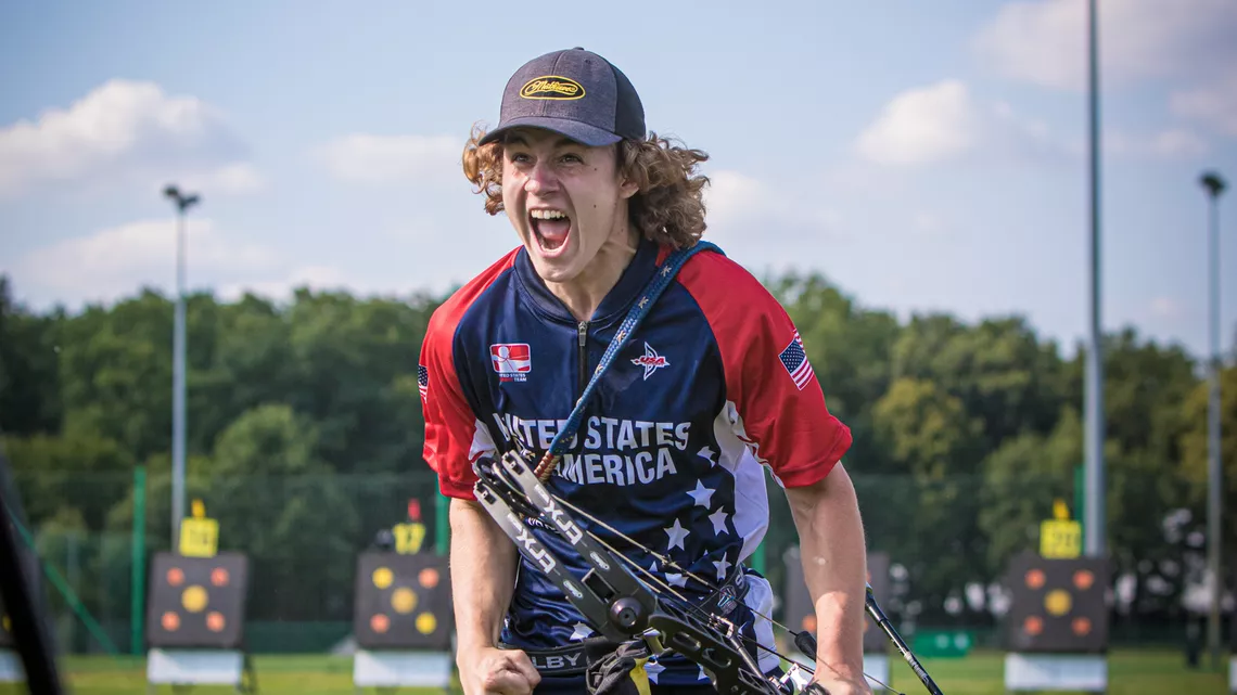 Sawyer celebrates his place in the finals.
