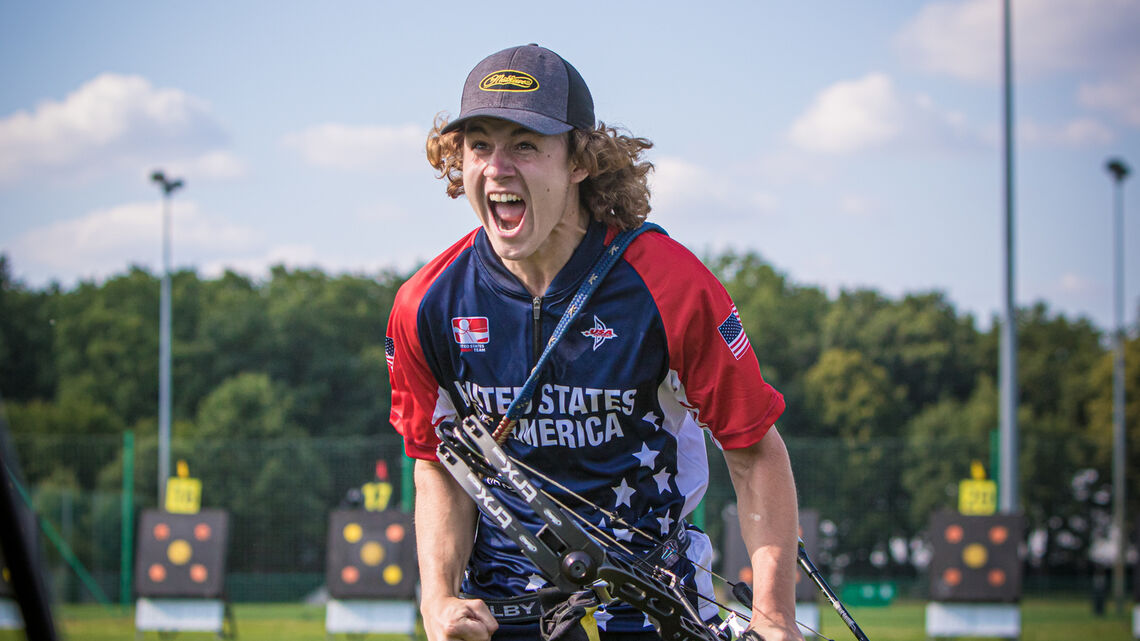 Sawyer celebrates his place in the finals.