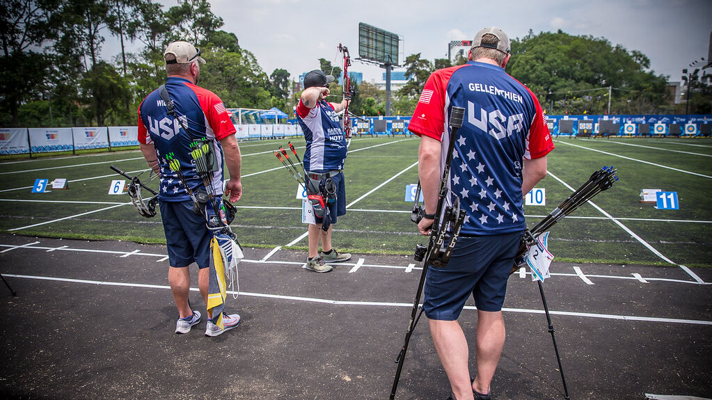USA wins bronze in the compound men's team event at first stage of the 2021 Hyundai Archery World Cup in Guatemala City.