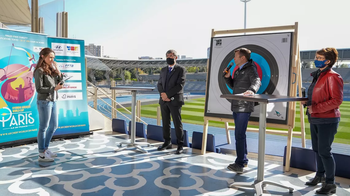 Press conference launch of the 2021 Hyundai Archery World Cup stage in Paris.