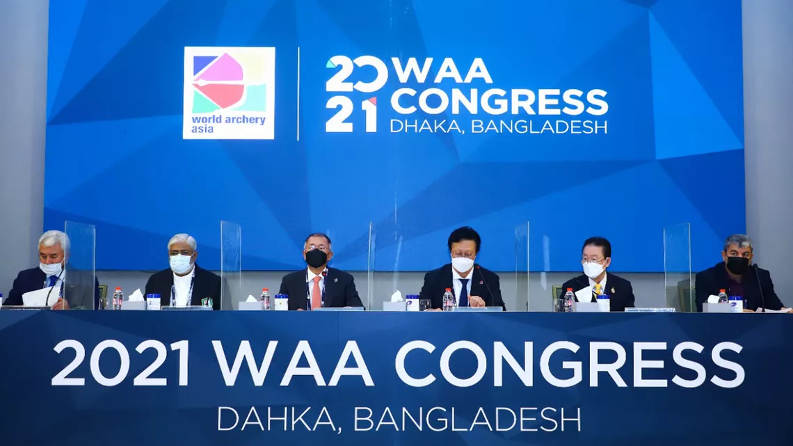 The board at the 2021 World Archery Asia Congress.