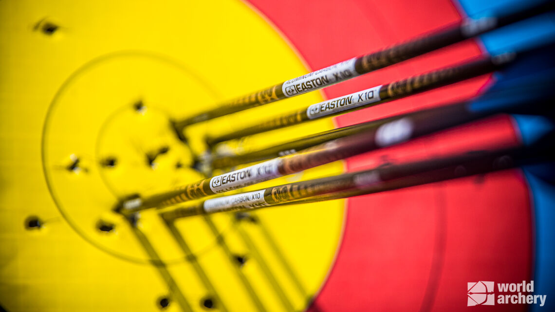 Easton X10 arrows on a target face 2022