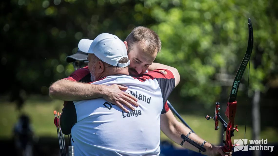 Florian Unruh celebrates winning the Birmingham 2022 World Games.
