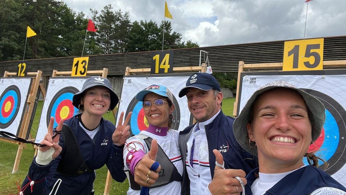 Recurve women’s French team at the Munich 2022 European Championships.