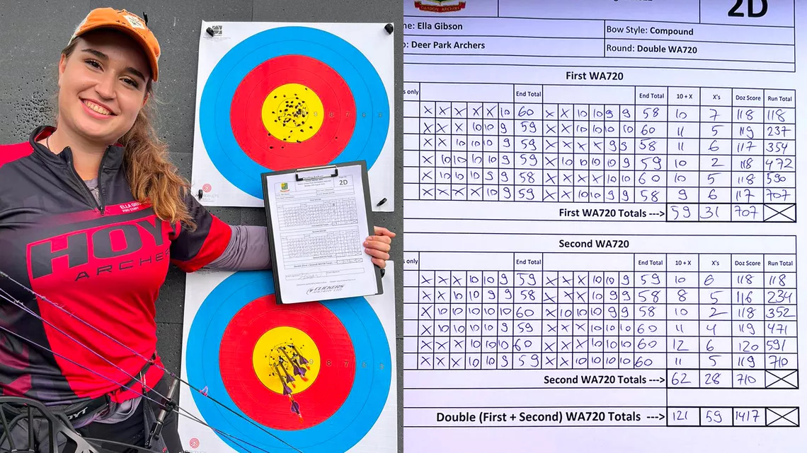 Ella Gibson shoots 1417/1440 to set world record at Cleadon Archers.
